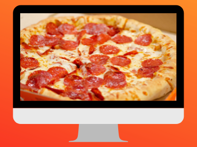 pizza on computer screen